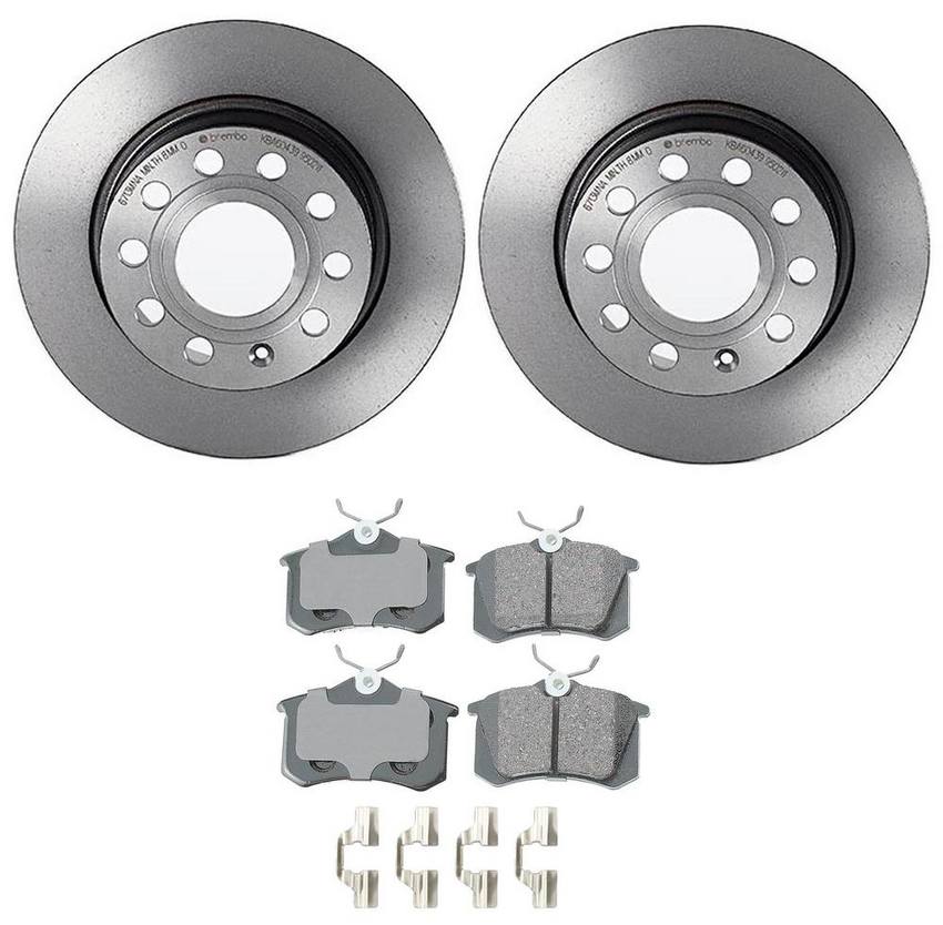 Audi VW Disc Brake Pad and Rotor Kit - Rear (255mm) (Ceramic) (EURO) 8E0698451L - Akebono Euro Ultra-Premium 4118902KIT